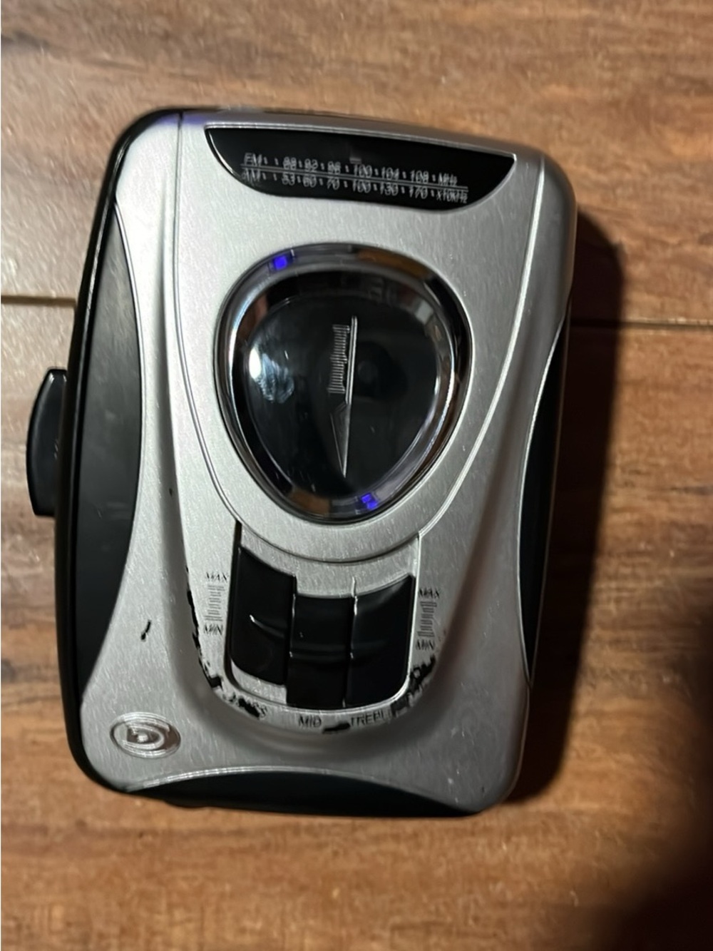 Silver and Black Portable Cassette Player with AM/FM Radio